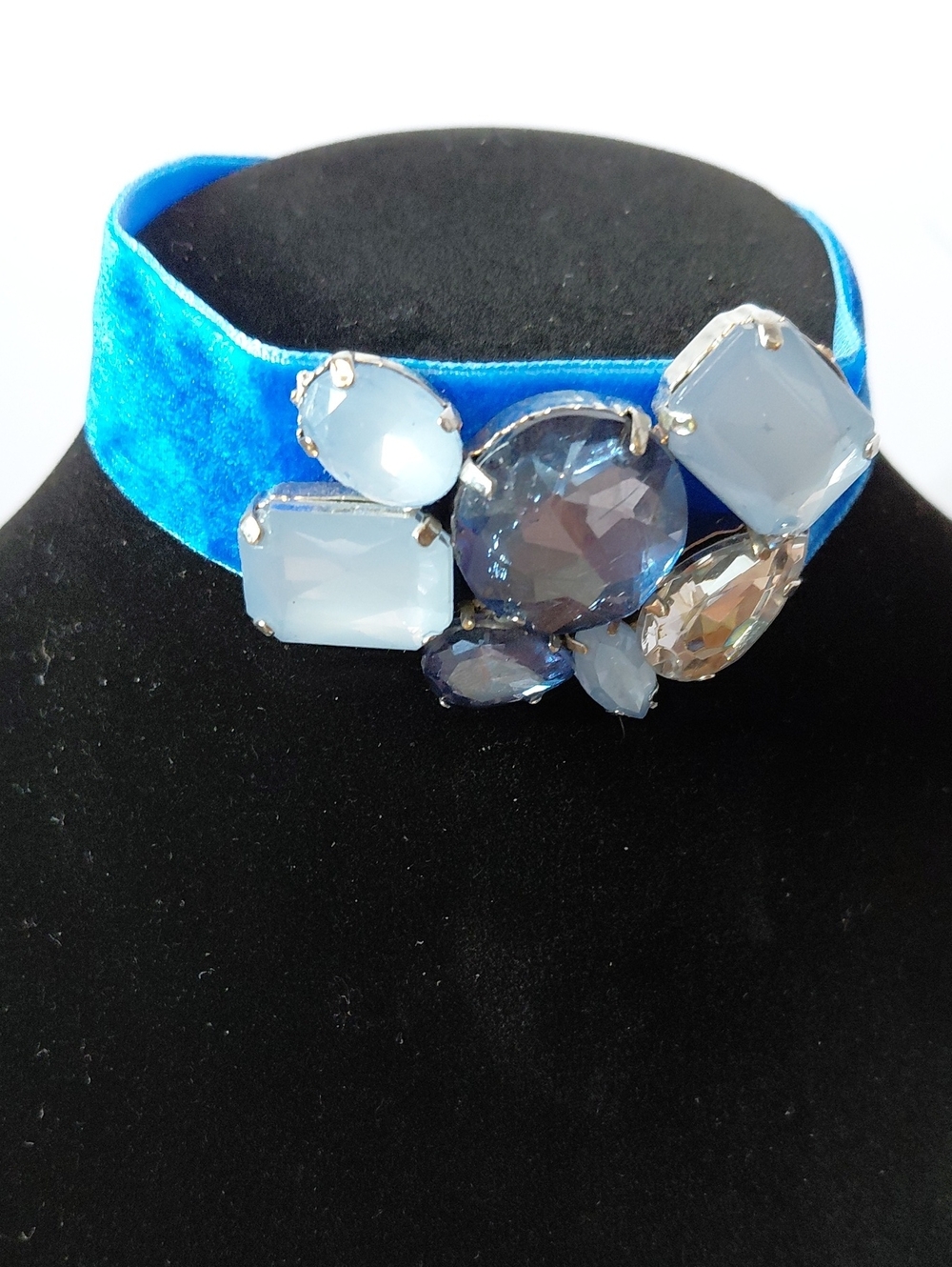 Blue Velvet Gemstone Choker Necklace